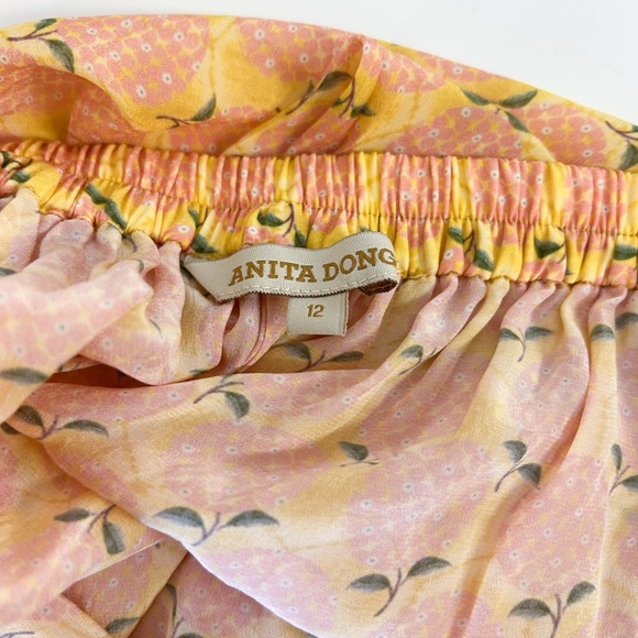 Anita Dongre Yellow Peach Print Sheer High Rise Harem Pants Size 12 - Picture 6 of 7
